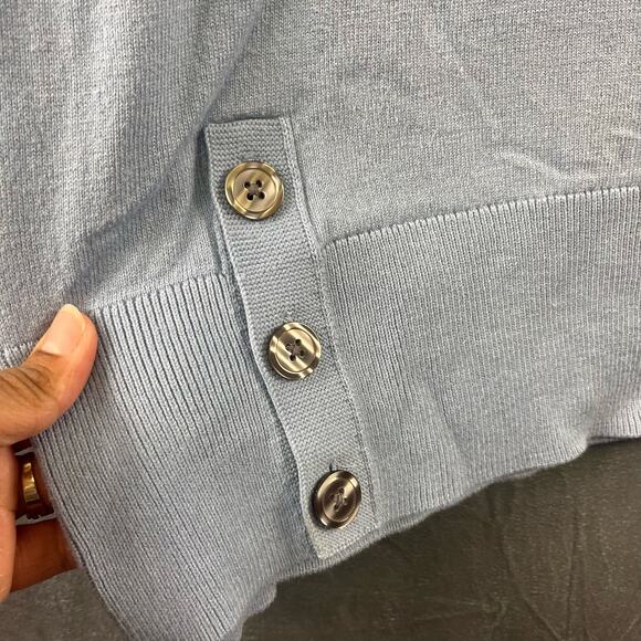 J. Jill Knit Sweater Cardigan Preppy Pullover Blue Women's Medium Soft Teacher - Picture 6 of 8